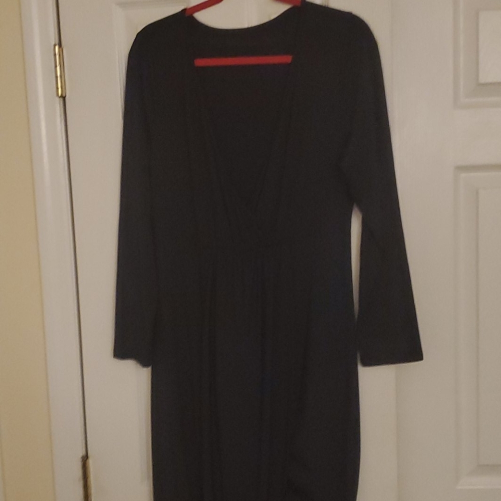 Draped Navy Blue Midi Dress - Picture 3 of 5
